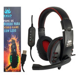 Fone De Ouvido Headset Game Usb Ps3, Pc, Ps4 Microfone Knup