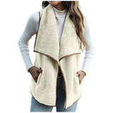 Chaquetas Sin Mangas Para Mujer Sherpa Colete Aberto [nu]