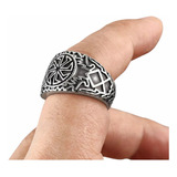 Anillo Vikingo Kolovrat & Runa Odal Nórdico Acero Quirúrgico