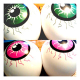 100 Globos De Látex #12 Ojos Venas Muertos Halloween 30 Cm Color Verde Fiusha