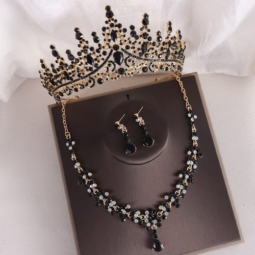 Set De Corona Tiara Gargantilla Aretes Boda Xv Años Reina