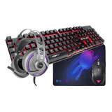 Kit Gamer Evus Pro Teclado Mouse Magician Headset E Pad Pto