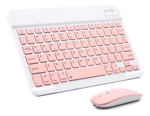 Kit Teclado + Mouse Ultra-slim Portatil Con Bluetooth Rosa