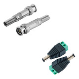 Kit 10 Conector Bnc Com Mola Macho + Conector P4 Cftv Camera