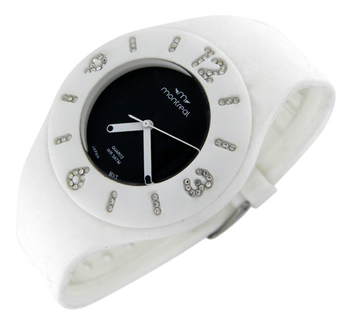 Reloj Montreal Mujer Ml960 Malla De Silicona Strass