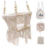 Zellovy Organic Macrame Baby Swing Chair Con Cojín Y Mochila