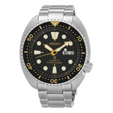 Reloj Seiko Prospex Srp775 K1 Divers 200m Automático Tortuga Color De La Malla Plateado Color Del Bisel Negro Color Del Fondo Negro