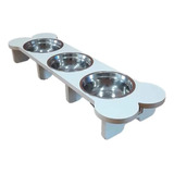 Comedero Bebedero Perro Gato Madera Elevado Plato Triple