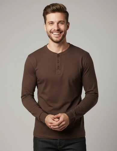 Playera Con Botones Cuello Redondo Manga Larga A056 | MercadoLibre