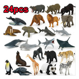 24 Piezas De Juguete De Animales De Zoológico Marino Mixto