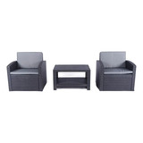 Silla Jardin Sillones X2 Juego +mesa Living Exterior Ratan 