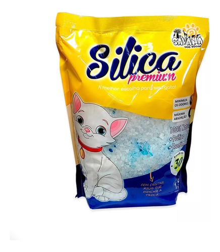 Areia Silica Micro Cristal Premium Para Gatos 1,5kg