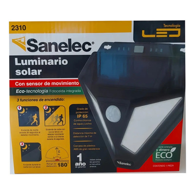 Lampara Led Solar Luminario C/ Sensor De Movimiento Exterior Color Negro