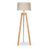 Lámpara Pie Living Madera Paraíso Pantalla Arpillera Beige