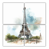 60x60cm Cuadro Acuarela Torre Eiffel | Decocuadros Flores