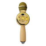 Micrófono Parlante Karaoke Bt Tws Con Luces Recargable Gold