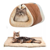 Cama Túnel Para Gatos Mascotas Lavable Polar 2 En 1 Térmica