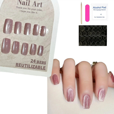 24pzs Press On Tips Uñas Postizas  Soft Gel Ojo De Gato Kiss | MercadoLibre