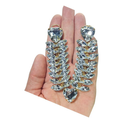 Cabedal Folhagem Coração Em V Crystal Decoração Chinelo | Frete grátis