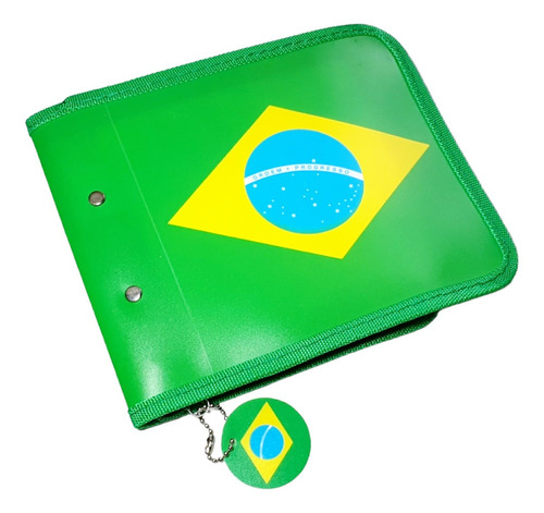 Porta Cd Dvd C/28 Pvc Estojo C/ Zíper  Bandeira Do Brasil 