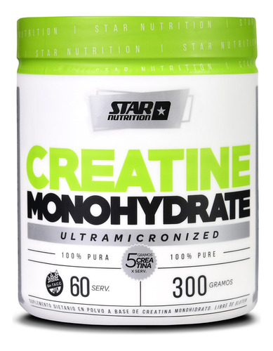 Star Nutrition Creatine Monohydrate En Pote De 300 Grs. Sin Sabor