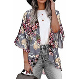 Bb&kk - Cárdigans Tipo Kimono Floral Para Mujer, Gasa, Infor