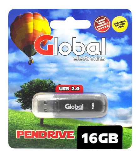 Pen Drive Negro Global 16 Gb Usb 2.0 Memoria Micro Flash X3