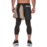 Licra Pantaloneta Black Deportiva Running Hombre Bolsillos