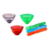 Kit De 3 Tazas De Hule Medianas Y 3 Espatulas De Plastico