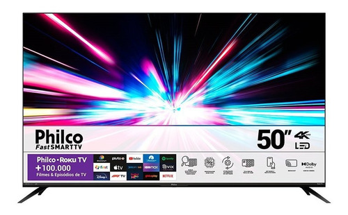 Smart Tv Led 50  Philco Ptv50g70r2cbbl Roku, 4k Uhd,dolby Áu