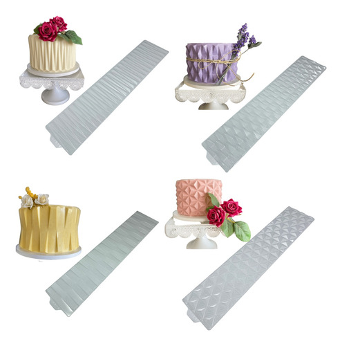 4 Placas Textura Escolha Combo Texturizar Bolos Origami Cake
