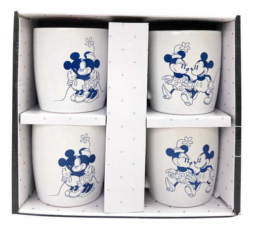 Set 4 Tazones Disney Mickey Mouse En Caja De Regalo Original