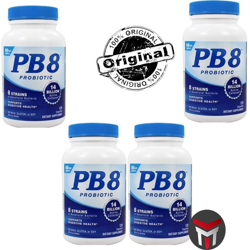 Kit 4 Frascos Probiótico Pb8 120 Capsulas Saúde Digestiva