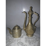 Bule + Mini Chaleira De Bronze Árabe 