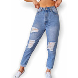 Jeans Mom Mujer Destroyed Tiro Alto