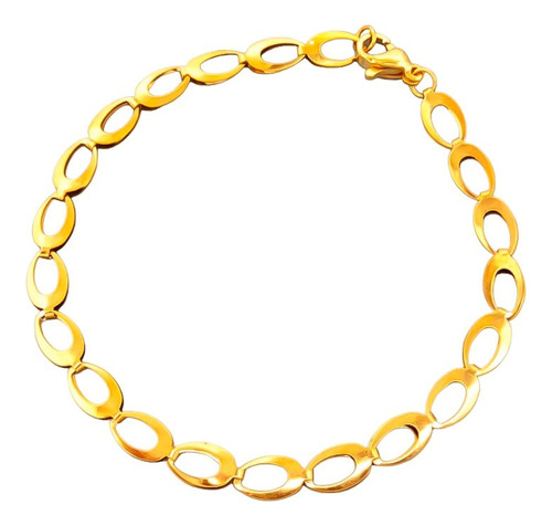 Dorado Pulsera Ovalos 19cm Acero Quirurgico C:4215