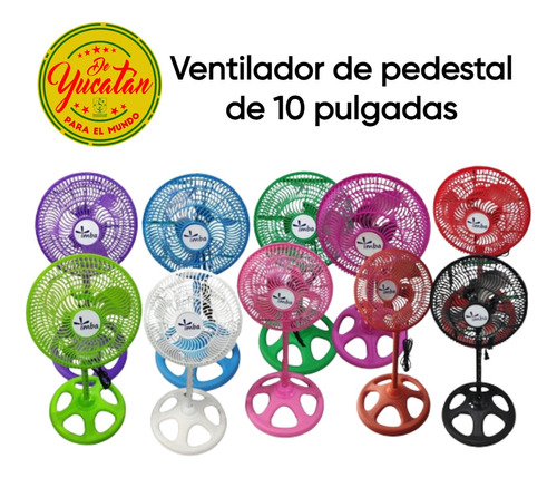 Ventilador Pedestal De 10 Pulgadas Gira 360° Marca Imba