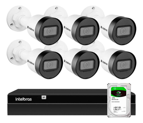 6 Câmeras Vlp 1230b Ip Ir 30m Intelbras, Nvr 1408, Hd 2tb Ba