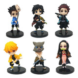 Figuras Demon Slayer Kimetsu No Yaiba Set X6 Muñecos Base