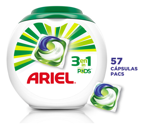 Detergente En Cápsulas Ariel Pods 3 En 1, 57 Unidades