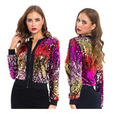 Abrigo Bomber Para Mujer, Chaquetas Brillantes Con Lentejuel