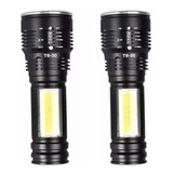 2 Linternas Led Cree T6 Recargables / Usb Zoom Lámpara Cob