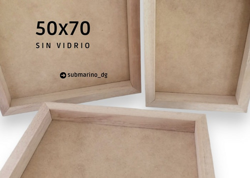Marco Cuadro Box Sin Vidrio. 50x70cm Madera Kiri 3x1,5cm