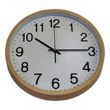 Reloj De Pared Redondo 35cm Con Numeros Simil Madera Gtia