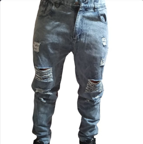 Pantalón Jean Mom Hombre Con Roturas