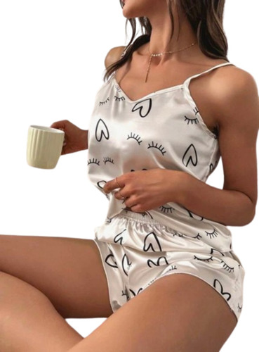 Pijama Corta Para Mujer Satin Dos Piezas