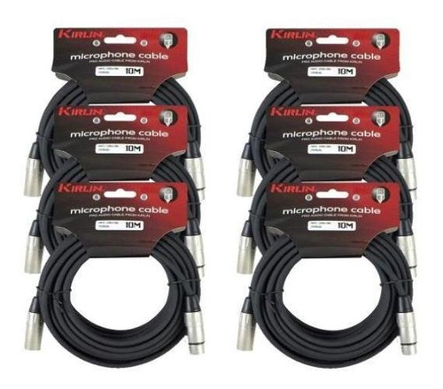 Pack 6 Cables Microfono Xlr De 10 Mts Kirlin Envío Gratis
