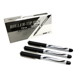 12 Canetas Ahiao Cor Preta Roller Tip Pen 0.5mm Ah-2000a Cor Do Exterior Cinza, Preta