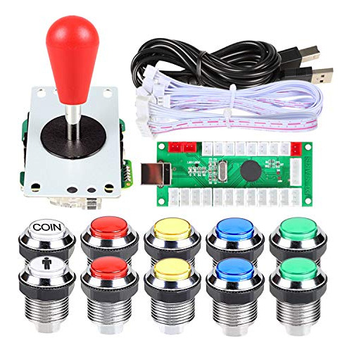 Kit Arcade Joystick - Botones Colores Mezcla Cromo