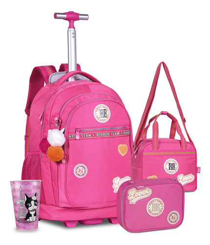 Kit Mochila Estojo Lancheira Rb College Copo Oficial Meninas